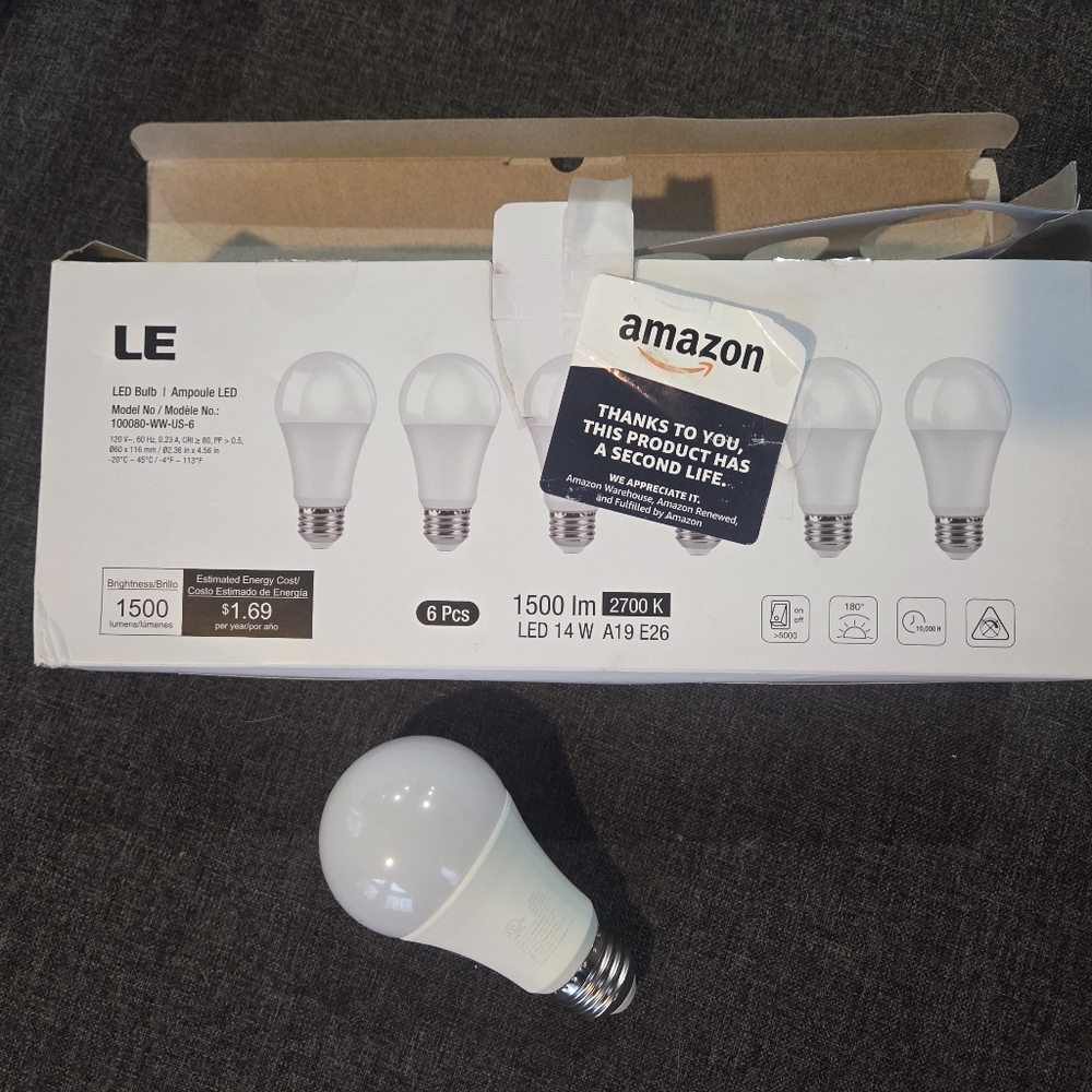LED Light Bulbs, 14W 1500 Lumens Soft White 2700K A19 E26 Standard Base 6 Pack